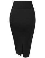 Load image into Gallery viewer, Hybrid &amp; Company Women's Premium Nylon Ponte Stretch High Waist Pencil Suit Skirt Below Knee KSK45002 1073T Black L
