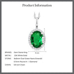 Load image into Gallery viewer, Gem Stone King 10K White Gold 8X6MM Oval Gemstone Birthstone and Diamond Necklace | Halo Pendant Necklace for Women | White Gold Necklace | With 18 Inch Chain
