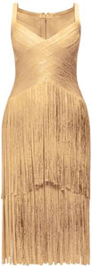 Herve Leger, The Metallic Mischa Dress, XXS, Gold Foil