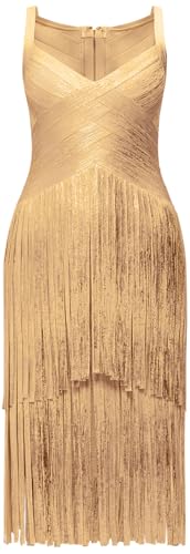Herve Leger, The Metallic Mischa Dress, XXS, Gold Foil