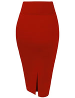 Load image into Gallery viewer, Hybrid &amp; Company Womens Pencil Skirt Premium Nylon Ponte Stretch Office Made in The USA Below Knee KSK45006 1073T RED M
