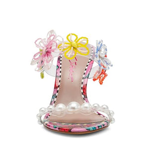 Betsey Johnson Women's Goldiee Heeled Sandal, Berry Multi, 7.5