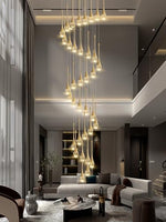Load image into Gallery viewer, ykolupty H150 Spiral Chandelier Lighting Modern Gold Chandelier Light Fixture for Foyer Hallway Crystal Chandeliers for High Ceilings Suitable for Sloping Ceiling 2700-6000k Dimmable

