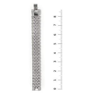 Charles Raymond Mens Watch w/Matching Iced Rolly Hip Hop Bracelet - Big Rhinestones on Trim and Elegant Baguette Time Indicators on Dial - Master Bling Designer - ST10226B (Silver)