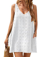 Load image into Gallery viewer, Blooming Jelly Womens Bathing Suit Cover Ups Casual Summer Dresses Sleeveless Mini Beach Dress (Medium, White)

