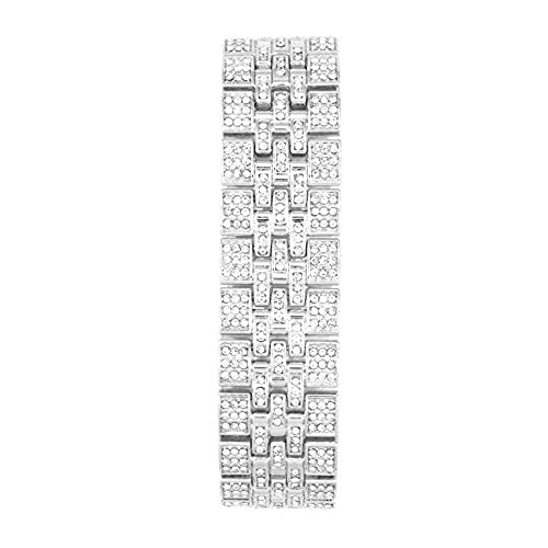 Charles Raymond Mens Watch w/Matching Iced Rolly Hip Hop Bracelet - Big Rhinestones on Trim and Elegant Baguette Time Indicators on Dial - Master Bling Designer - ST10226B (Silver)