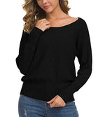 Load image into Gallery viewer, Feiersi Women&#39;s Off Shoulder Sweater Long Sleeve Loose Pullover Knit Jumper (Black,Medium)

