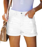 Load image into Gallery viewer, onlypuff Jean Shorts for Women High Waist Denim Shorts Rpped Bermuda Shorts White M，。。
