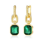Load image into Gallery viewer, Mesovor Gold Crystal Hoop Earrings for Women Trendy, 18K Gold Plated Hoop Earrings | Emerald Green Black Crystal Dangling Earrings Jewelry Gift for Mother Wife (Green)
