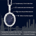 Load image into Gallery viewer, Gem Stone King 10K White Gold 8X6MM Oval Gemstone Birthstone and Diamond Necklace | Halo Pendant Necklace for Women | White Gold Necklace | With 18 Inch Chain

