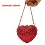 Load image into Gallery viewer, Twisted-chain heart mini clutch wrapped in rhinestones offers romantic glow for wedding ceremonies and date nights (Red)
