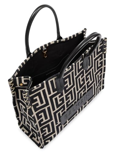 Balmain, B-Army Monogram Jacquard 36 Shopper Tote Bag, Ivory Noir