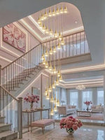 Load image into Gallery viewer, ykolupty H150 Spiral Chandelier Lighting Modern Gold Chandelier Light Fixture for Foyer Hallway Crystal Chandeliers for High Ceilings Suitable for Sloping Ceiling 2700-6000k Dimmable
