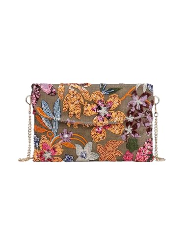 SweatyRocks Women's Sequin Floral Crossbody Purses Chain Flap Elegant Evening Bags Multicolor One Size