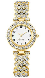Load image into Gallery viewer, SENRUD Luxury Quartz Chain Bracelet Watches Women Crystal Diamonds Dress Female Waterproof Wristwatch (Gold)
