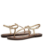 Load image into Gallery viewer, Sam Edelman Women&#39;s Gigi Flat Sandal, Amber Gold Leather, 9
