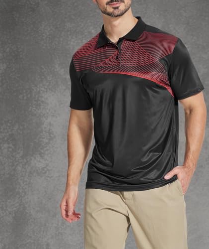 ZITY Golf Polo Shirts for Men Short Sleeve Athletic Tennis T-Shirt Red XL