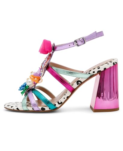 Betsey Johnson Women's Azallia Heeled Sandal, Pink Multi, 9