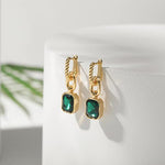 Load image into Gallery viewer, Mesovor Gold Crystal Hoop Earrings for Women Trendy, 18K Gold Plated Hoop Earrings | Emerald Green Black Crystal Dangling Earrings Jewelry Gift for Mother Wife (Green)
