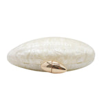 Load image into Gallery viewer, WuDiaoer Cute Shell Shape Acrylic Clutch Trendy Egg Purses and Handbags Bridal Wedding Purse for Women Evening Party, Pearl White
