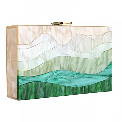 Acrylic Purses and Handbags for Women Gradient Green Acrylic Clutch Purses for Wedding Evening Party Crossbody Bags