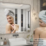 Load image into Gallery viewer, CHARMOR 48x36 Silver Bathroom Mirror, Brushed Silver Framed Bathroom Vanity Mirror, Modern Rectangle Mirror, Rounded Corners, Shatterprood, Anti-Rust (Horizontal/Vertical)
