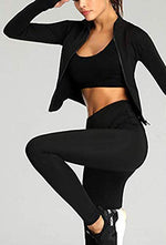 Load image into Gallery viewer, Lviefent Womens Lightweight Full Zip Running Track Jacket Workout Slim Fit Yoga Sportwear with Thumb Holes (Black, Medium)
