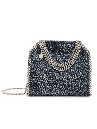 Stella McCartney, Mini Falabella Denim Tweed Top Handle Bag, Ink