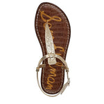 Load image into Gallery viewer, Sam Edelman Women&#39;s Gigi Flat Sandal, Amber Gold Leather, 9
