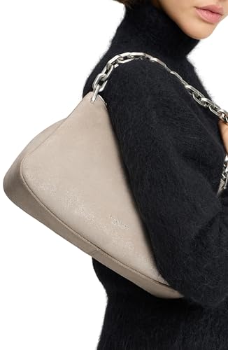 kate spade new york Grace Fine Grain Leather Chain Shoulder, Glitter Suede Silver
