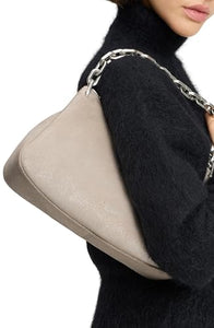 kate spade new york Grace Fine Grain Leather Chain Shoulder, Glitter Suede Silver