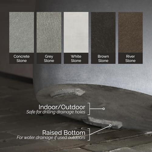 COSAPOTS Mondo Large Planter – Brown Stone Finish – Fiberglass Indoor/Outdoor and Weather-Resistant Round Planter (39.4" D x 39.4" H Exterior, 37.8" D x 39.4" H Interior)