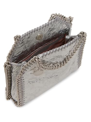 Stella McCartney, Falabella Crackled Metallic Tiny Tote Bag, Silver