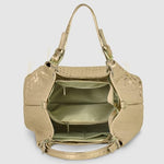 Load image into Gallery viewer, Italian Genuine Metallic Suede Handbag for Women with Adjustable Strap| Medium Woven Effect Top-Handle Crossbody (Gold)
