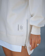 Load image into Gallery viewer, CHICME BEST SHOPPING DEALS Women Oversized Sweatshirt Zipper Slit Long Sleeve Pullover Top Fall Outfits Apricot-XL
