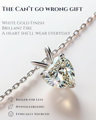 HerMoment Christmas Gifts for Wife - Anniversary Necklace for Her - 1 Carat Moissanite Pendant - Jewelry for Girlfriend Christmas - Heart Solitaire Dainty Necklace