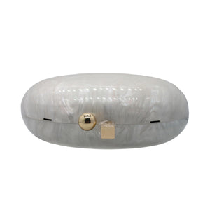 GSYPS Acrylic Evening Clutch Bag for Women Shell Shape Shoulder Crossbody Bag Glitter Marble Purse Handbag Pearl White