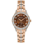 Load image into Gallery viewer, Bulova Ladies Crystal Phantom Rose Gold Stainless Steel Quartz Watch, Brown Dial Style: 98L284
