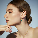 Load image into Gallery viewer, Mesovor Gold Crystal Hoop Earrings for Women Trendy, 18K Gold Plated Hoop Earrings | Emerald Green Black Crystal Dangling Earrings Jewelry Gift for Mother Wife (Green)
