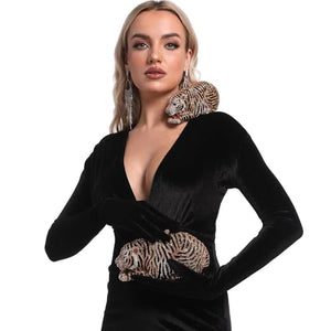 Boutique De FGG Tiger Rhinestone Clutch Purse for Women Formal Evening Bag Sparkly Bridal Wedding Crystal Clutch Bag,Mini,Gold