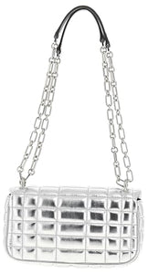 Michael Kors Tribeca Small Convertible Chain Shoulder Bag, Silver-Tone Hardware/Silver