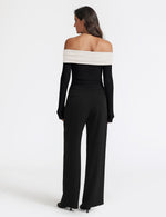 Load image into Gallery viewer, Prettywear Women's Sexy Off Shoulder Tops Dressy Long Sleeves Going Out Nightout Shirt 2025 Fall Clothes(Black_WhitePattern,S)
