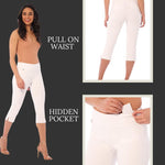 Load image into Gallery viewer, Rekucci Women’s Pull-On Straight Leg Capri Pants – Tummy Control &amp; Hidden Pocket – Stretch Comfort Fit (4, White)
