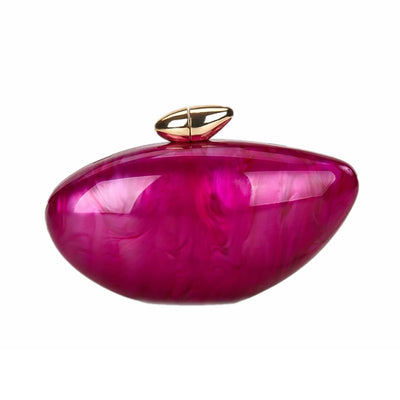 WuDiaoer Cute Shell Shape Acrylic Clutch Trendy Egg Purses and Handbags Bridal Wedding Purse for Women Evening Party, Rose Red