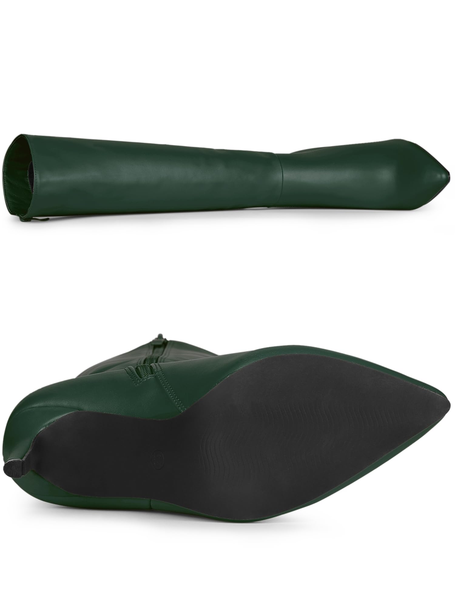 Allegra K Women's Pointed Toe Stiletto Heels Dark Green Knee High Boots 9 M US