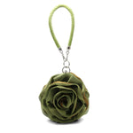 Load image into Gallery viewer, DEBIMY Rose Shaped Evening Bag Soft Satin Clutch Purse Floral Wristlet Handbag for Women Wedding Party Purse Military Green
