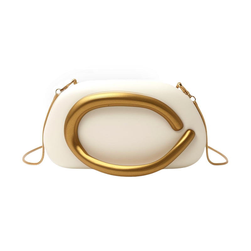 ARTLUXE Acrylic Clutch Purses with Metal Handle Women's Evening Bag for Weddings & Parties, Skin-Touch Coating Handbag, White