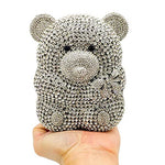Load image into Gallery viewer, Boutique De FGG Bear Evening Bags and clutches for Women Formal Crystal Clutch Purse Party Animal Rhinestone Handbags,Mini,Silver
