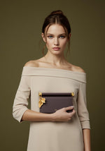 Load image into Gallery viewer, JW PEI Women's Holly Metal Pendant Embellished Clutch - Dark Brown
