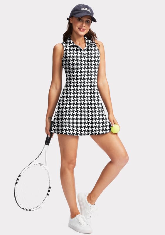 Viodia Women's Tennis Golf Dress with Shorts Active Exercise Workout Sports Athletic Dresses for Women with Zipper Pockets